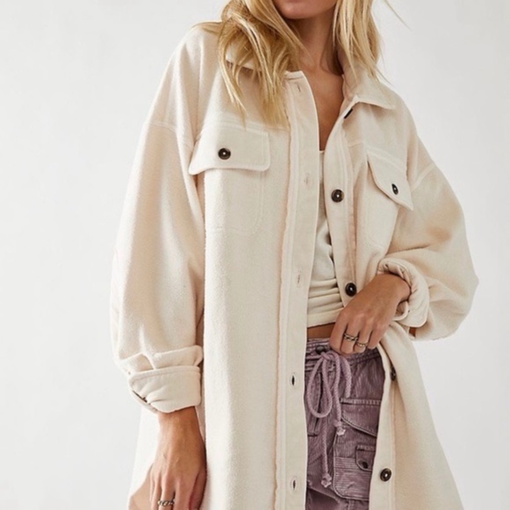 Free People Cream Ruby Shacket Jacket XS